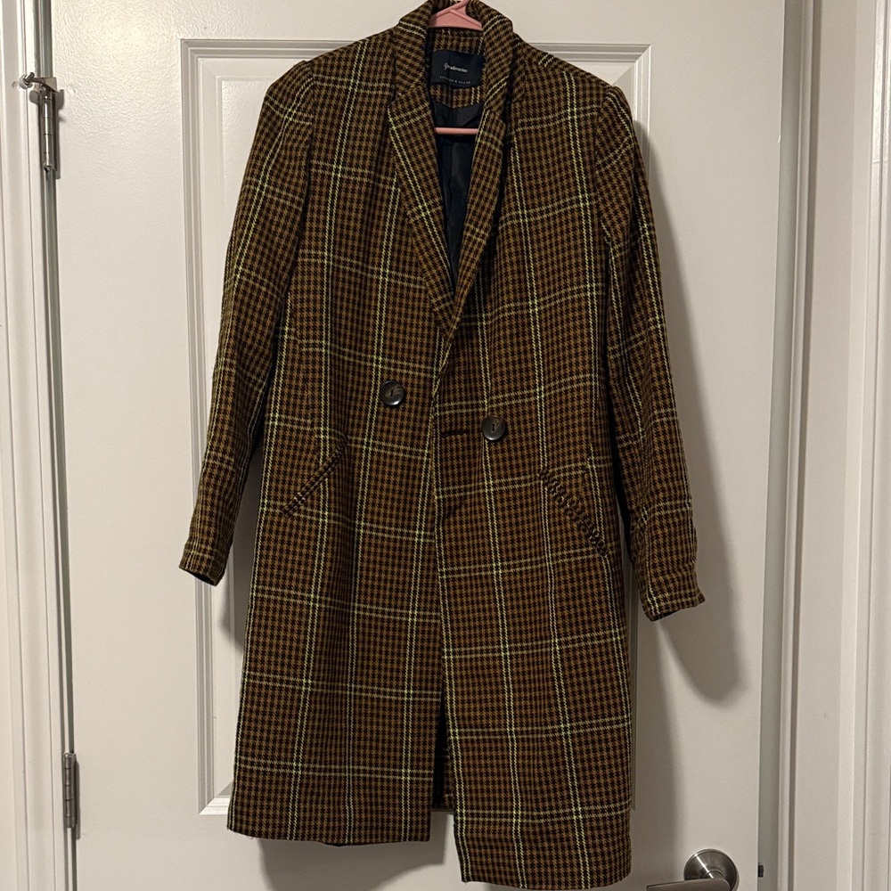 Stradivarius Brown Plaid Trench Coat